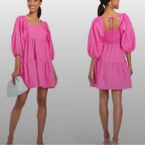Pink Puff Sleeve Dress